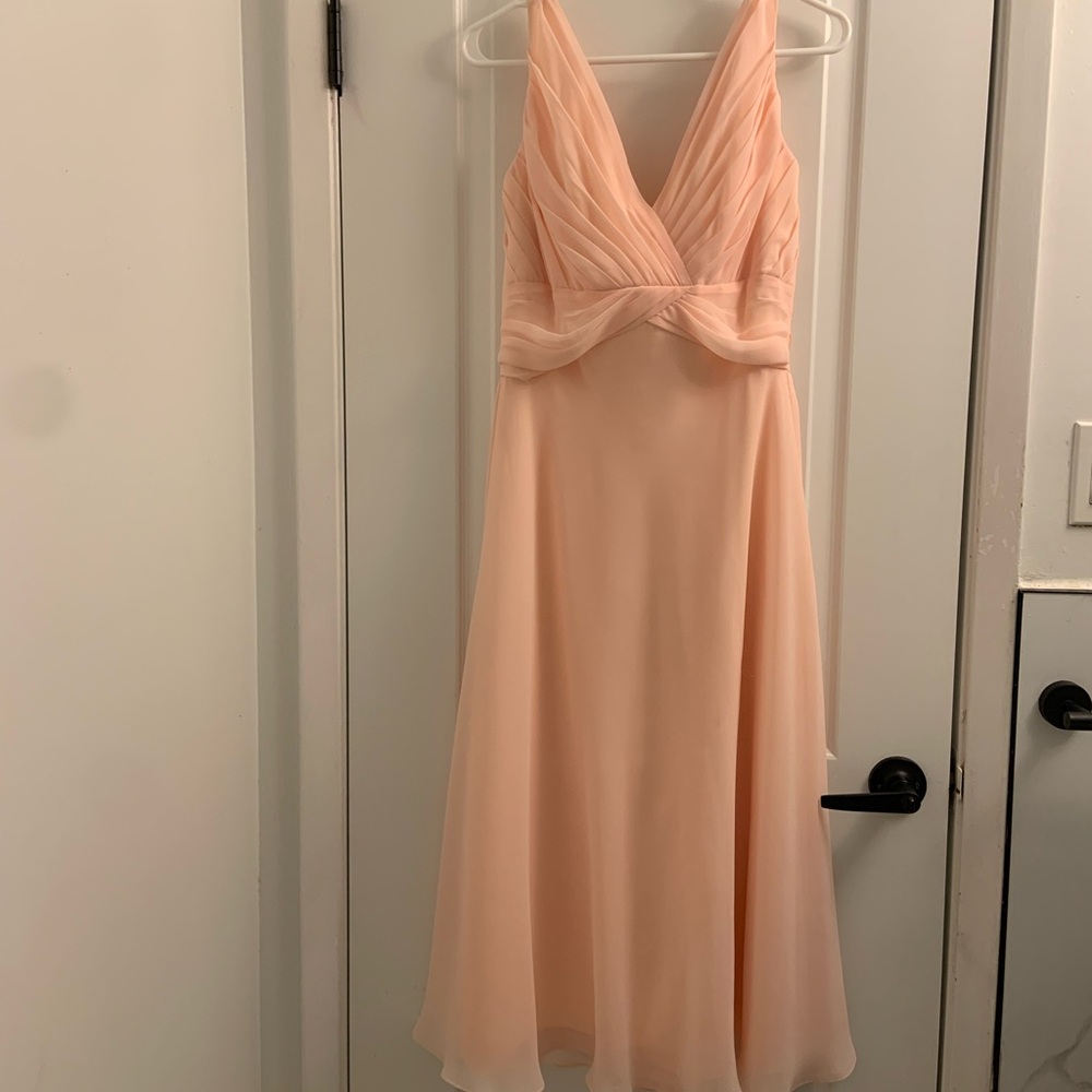Orange Ruched Plunge Sundress